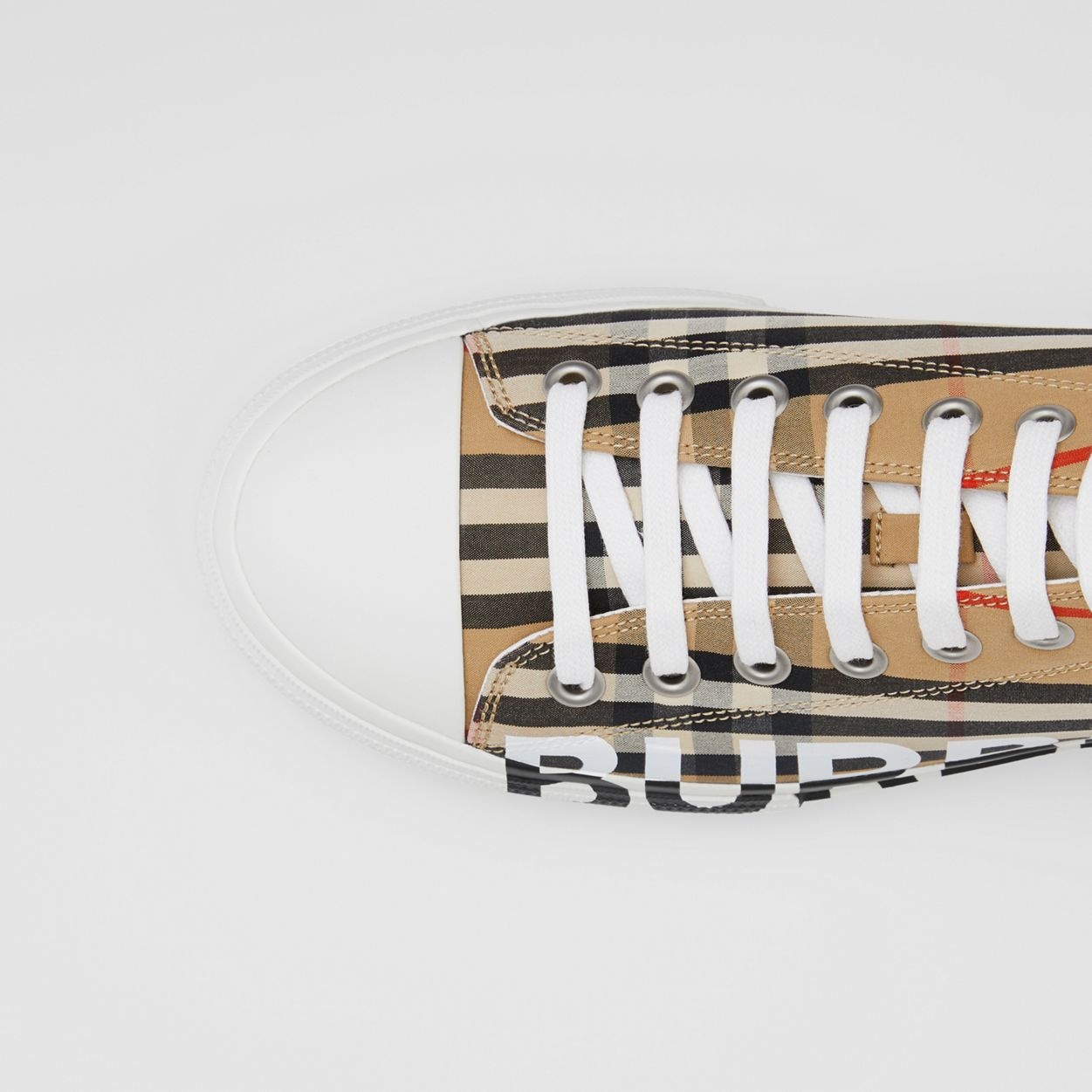 Logo Print Vintage Check Cotton Sneakers - 2