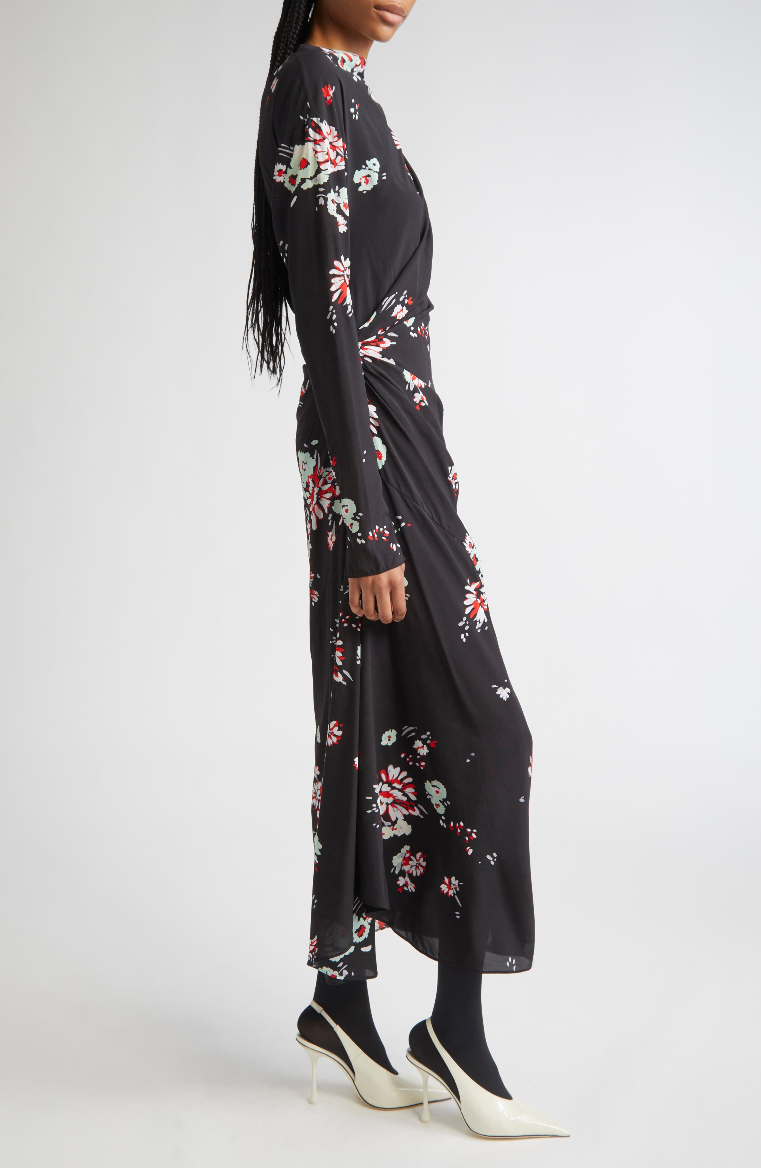 Proenza Schouler Trudie Floral Print Dress in Black Multi at Nordstrom - 3