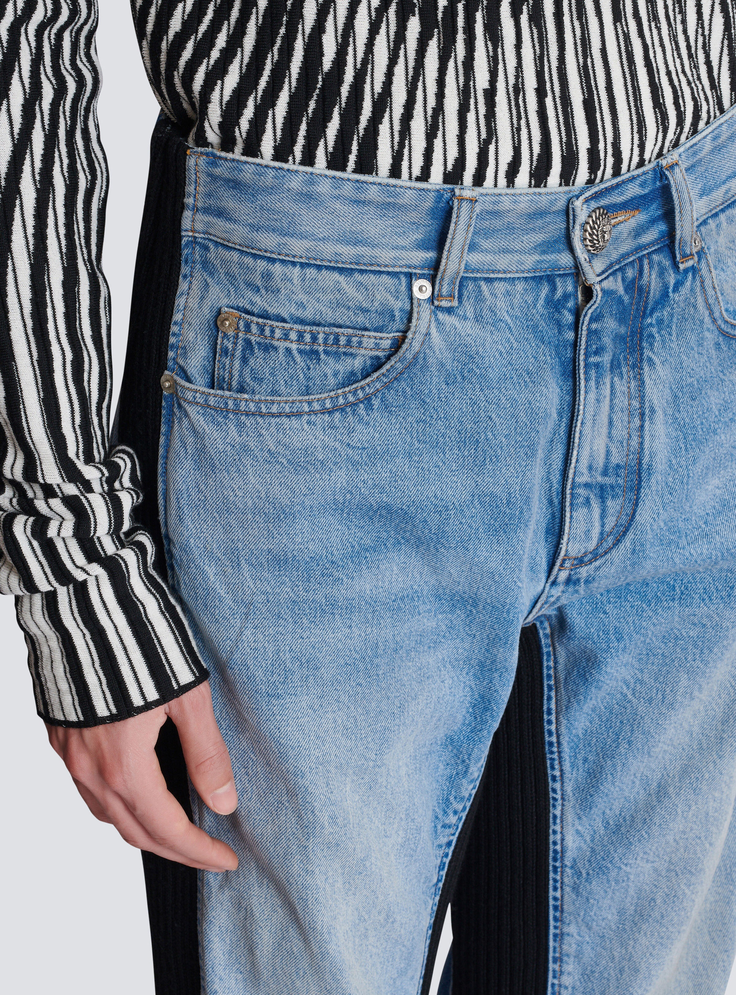 Loose-fit denim and knit jeans - 7