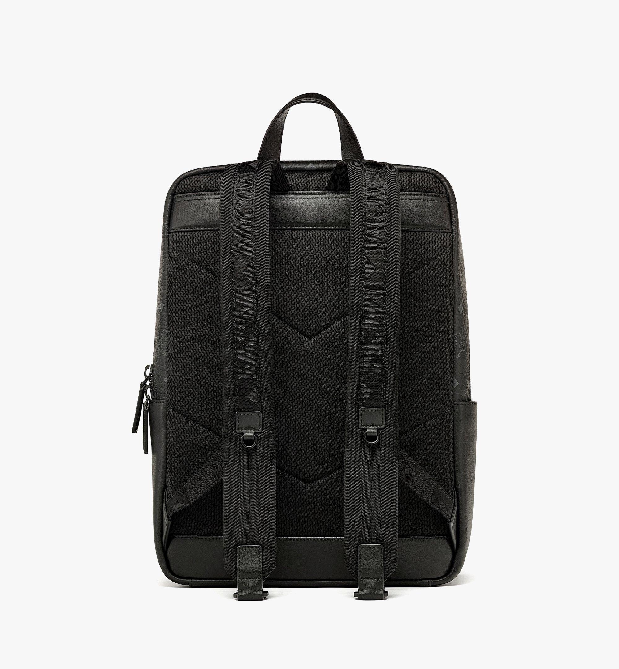 Mcm Brandenburg Backpack In Cubic Jacquard Nylon In Black