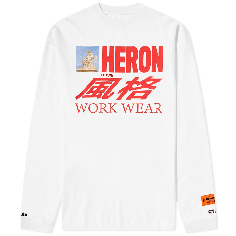 Heron Preston Long Sleeve Heron Workwear Print Tee - 1