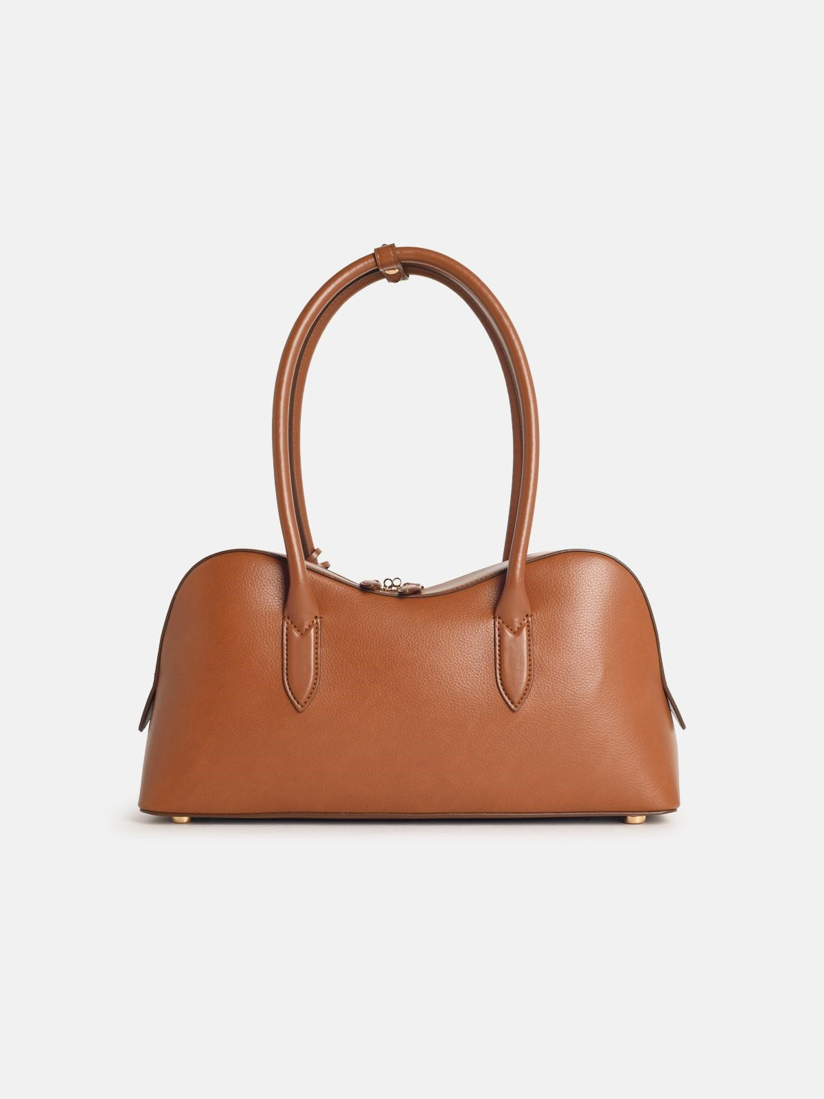 'RYDER' BROWN FAUX LEATHER BAG - 3
