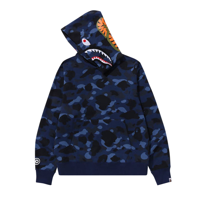 A BATHING APE® BAPE Color Camo Shark Pullover Hoodie 'Navy' outlook
