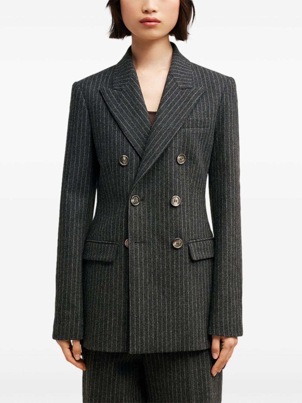 double breasted wool coat - 5