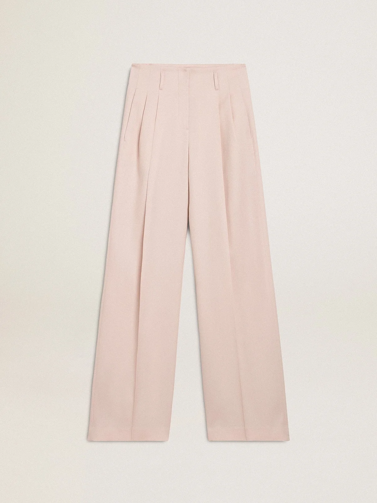 Women's pants in pink tailored wool fabric - 1