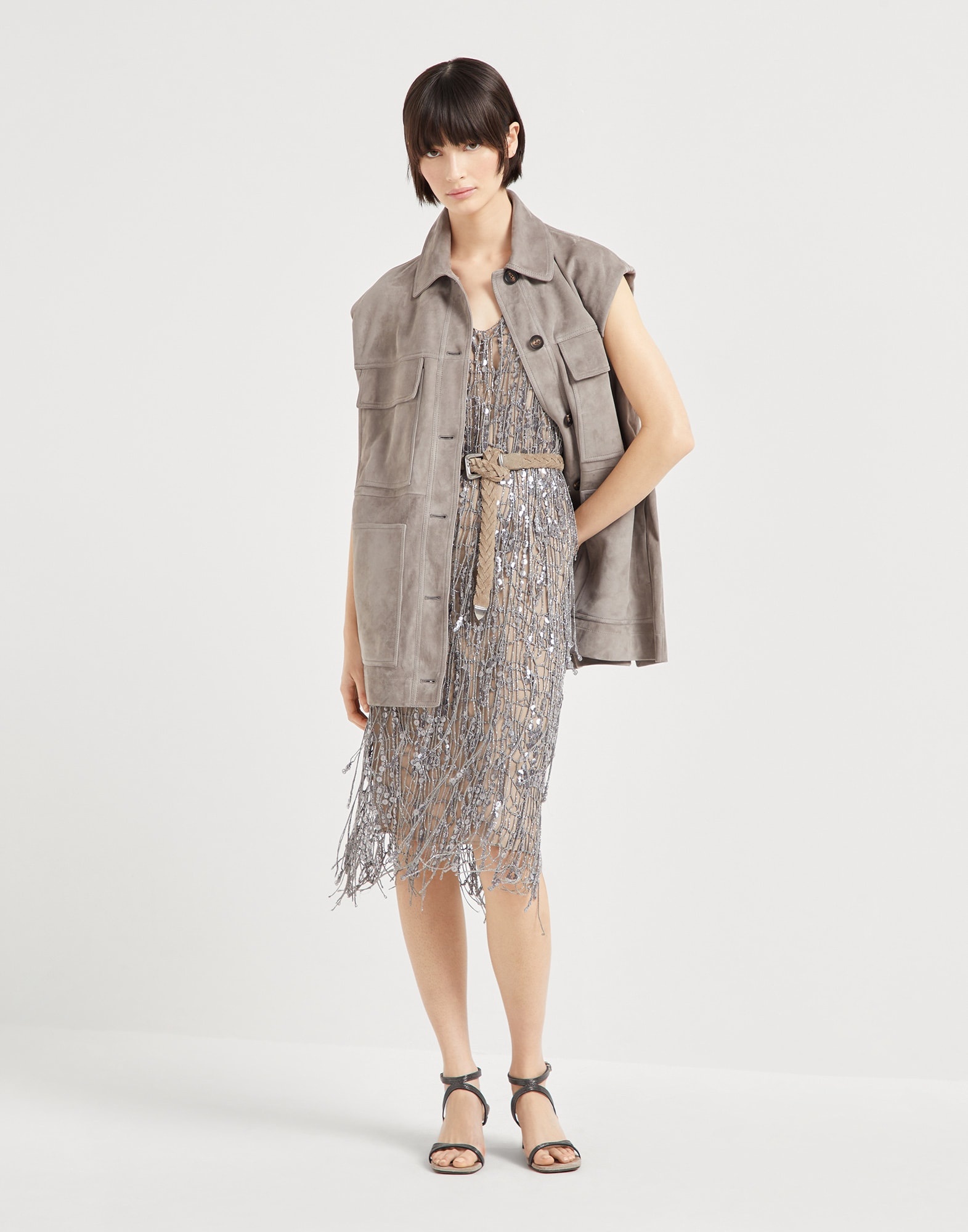 Glistening abstract embroidery knit dress - 5