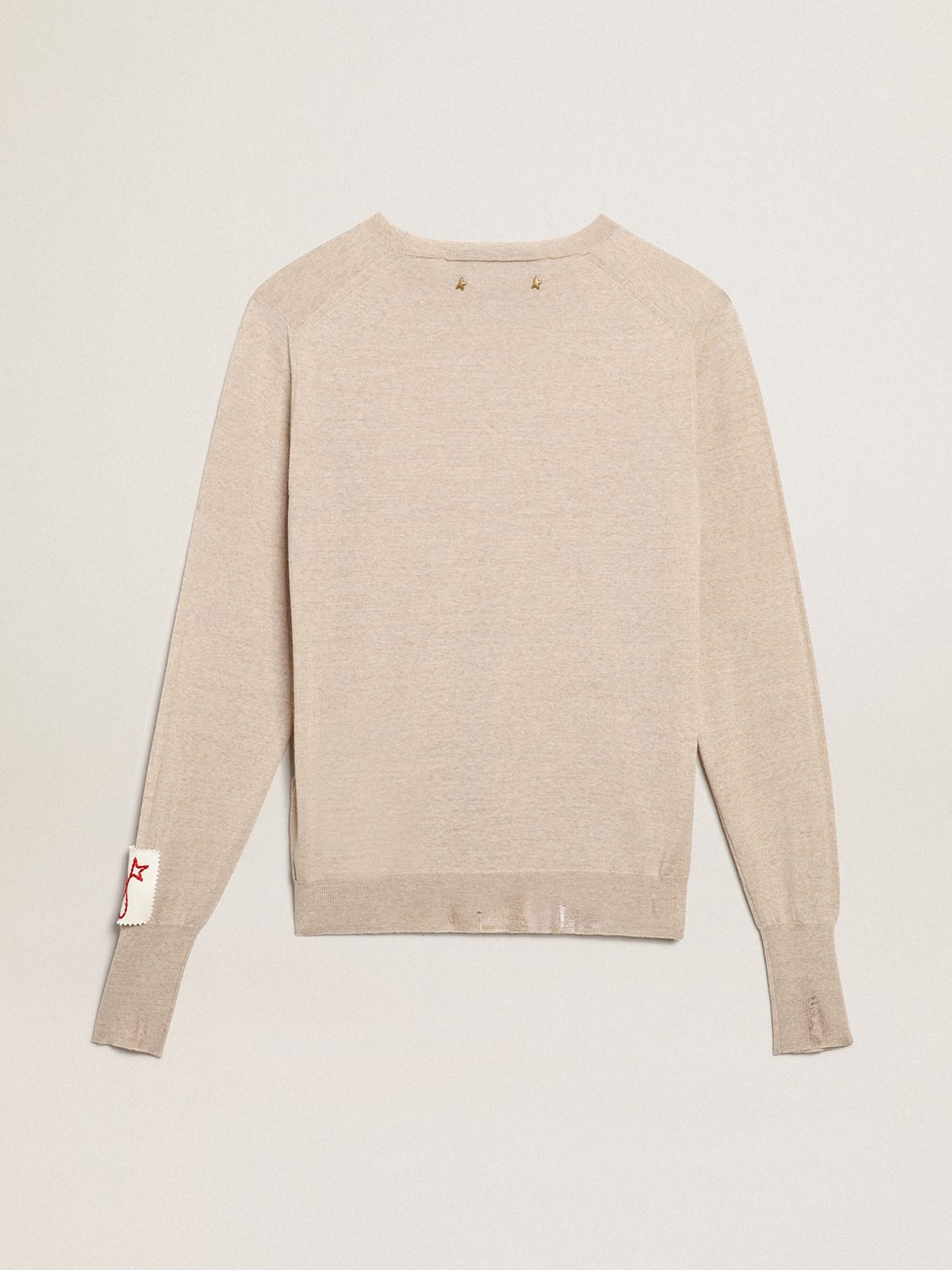 Women's sweater in light brown merino wool - 6