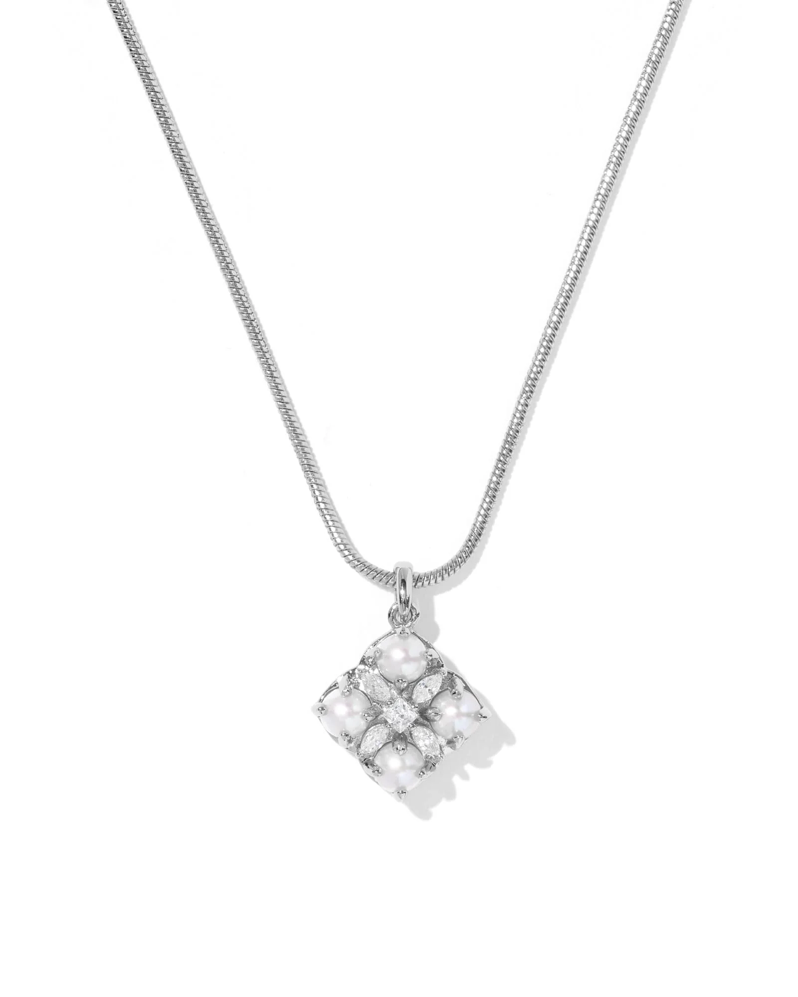 Dira Pearl Silver Short Pendant Necklace - 1