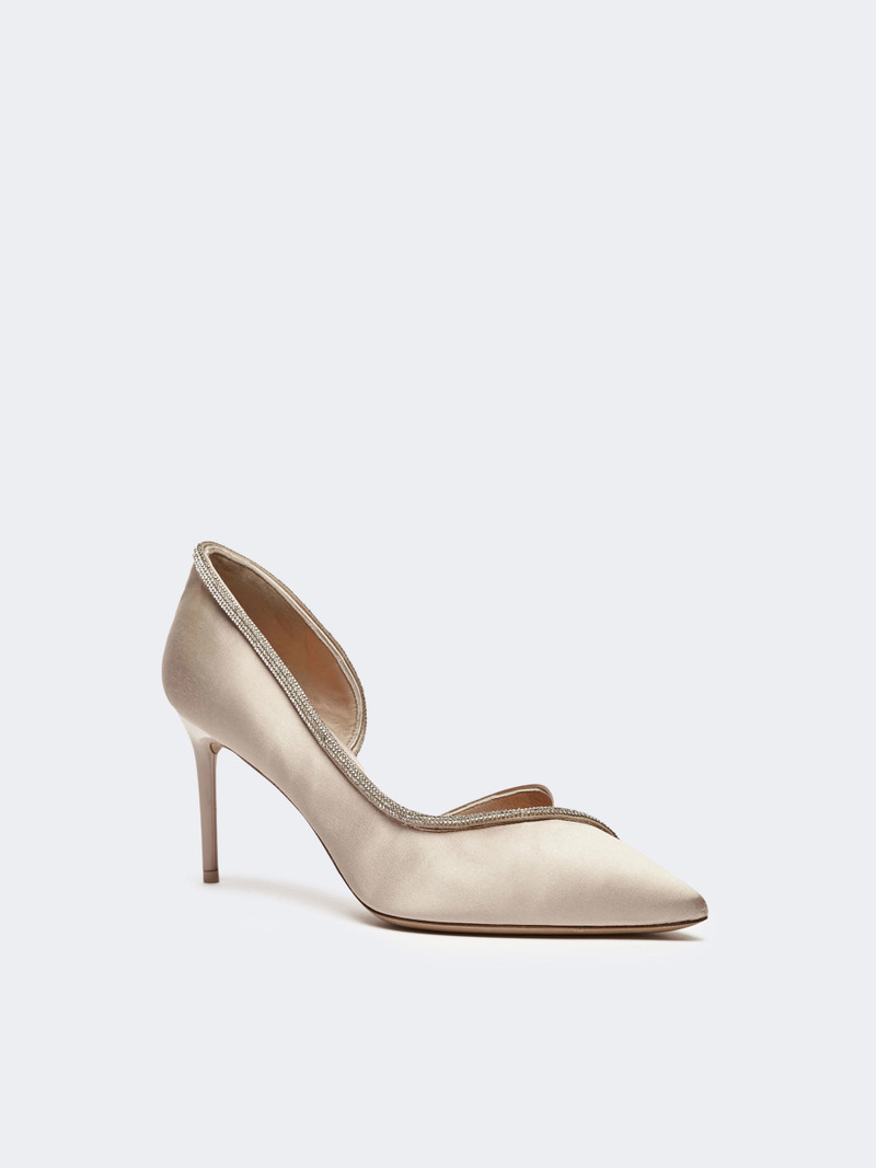 Max Mara PUMPCRYSTAL80 Crystal-adorned satin court shoes - BEIGE outlook