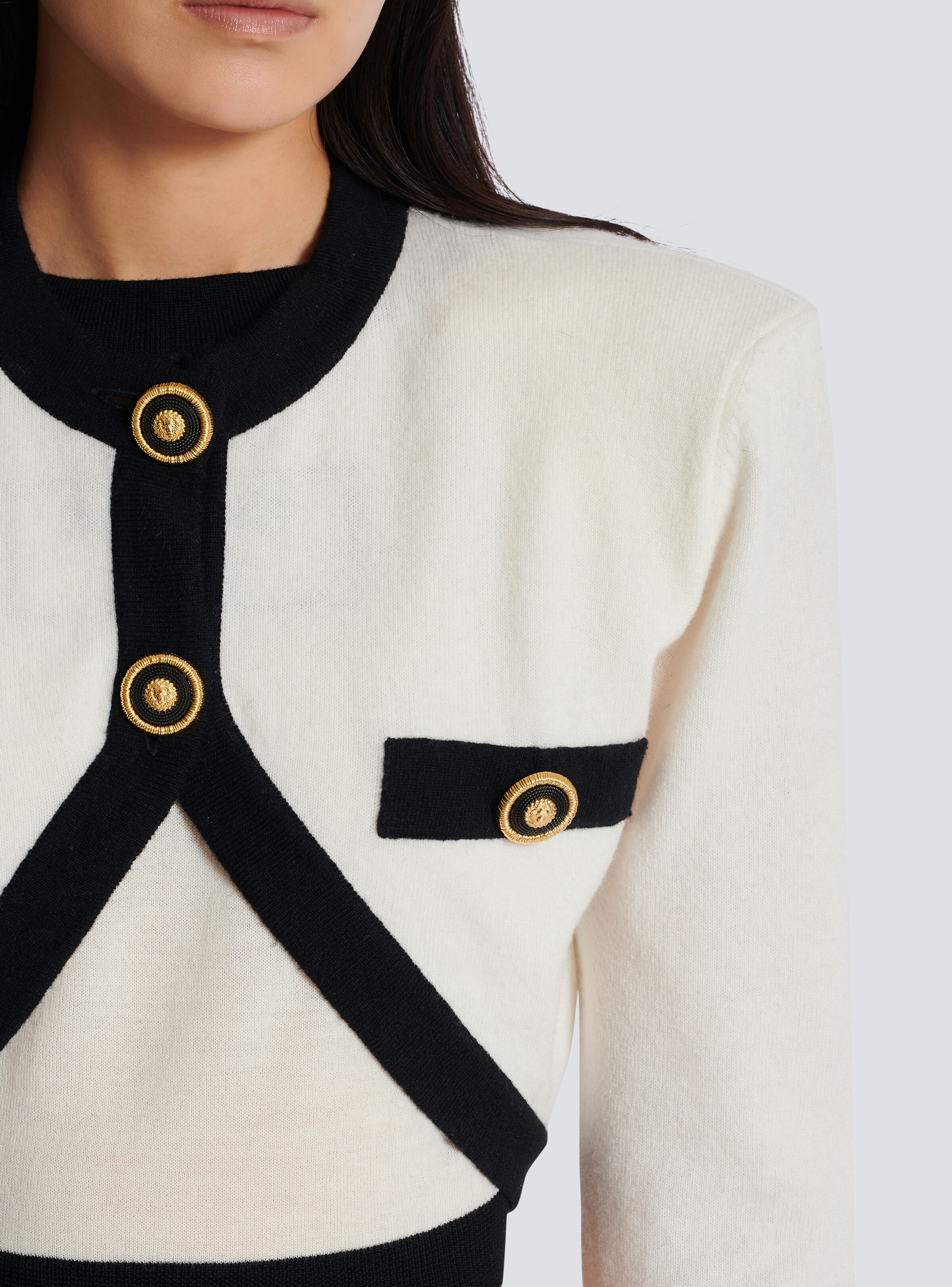 Knit jumper with faux cardigan design - 8