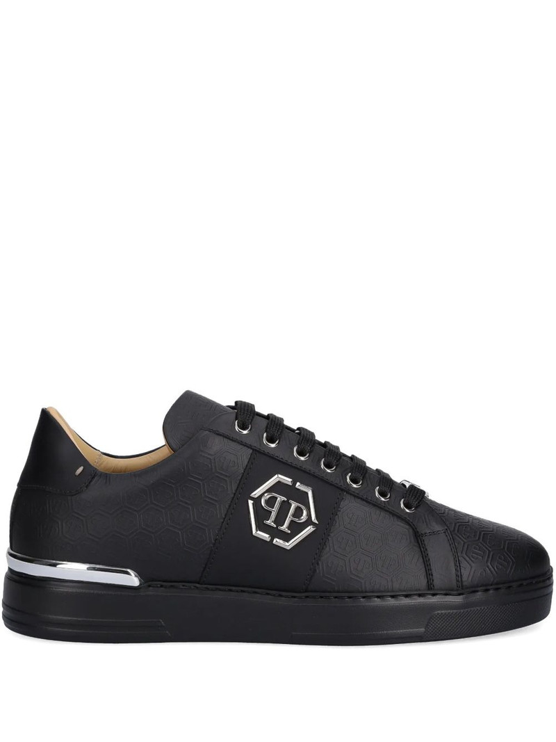 embossed-logo lace-up sneakers 1