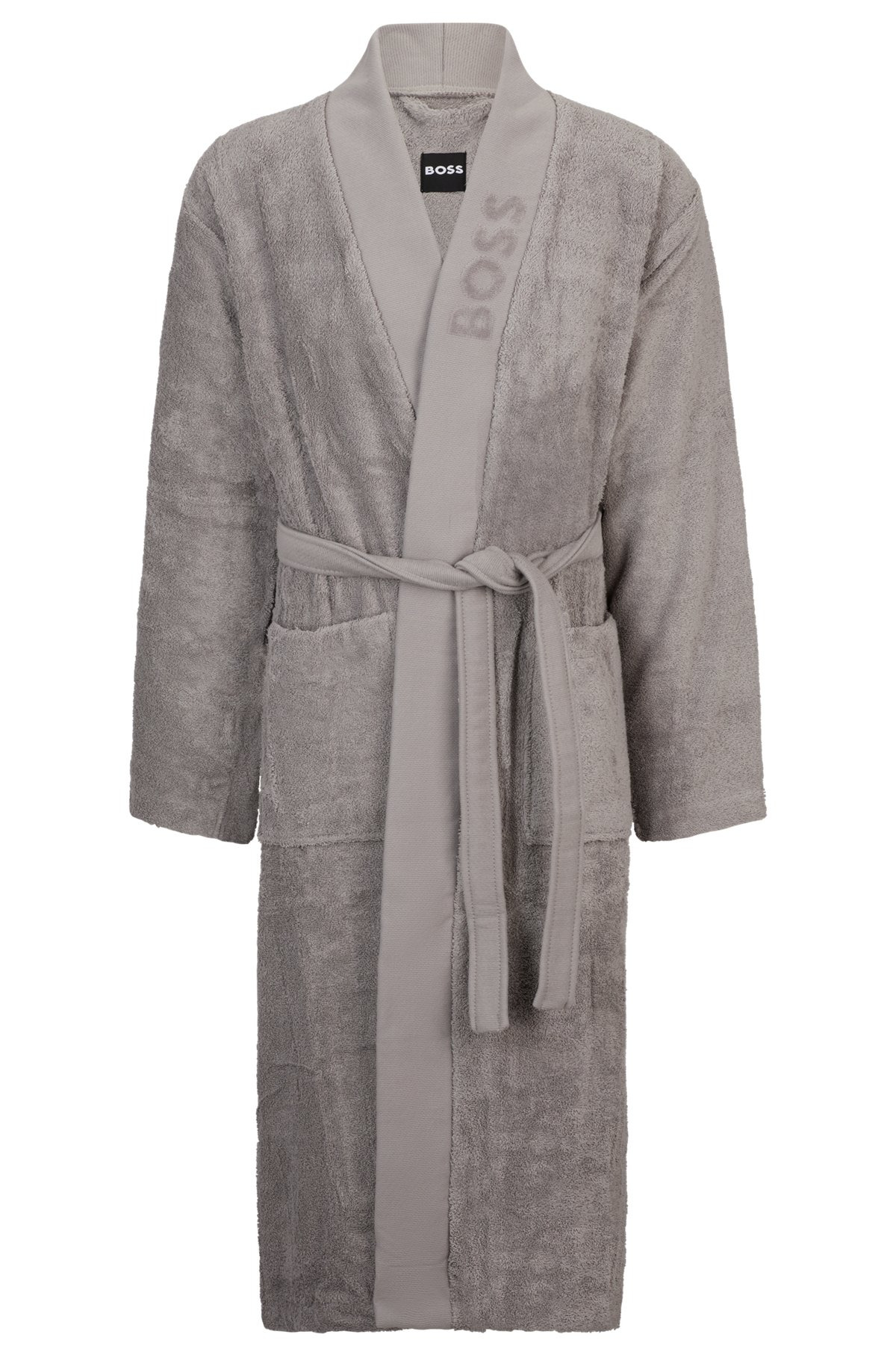 LOGO-LAPEL DRESSING GOWN IN LONG-FIBER COTTON - 2