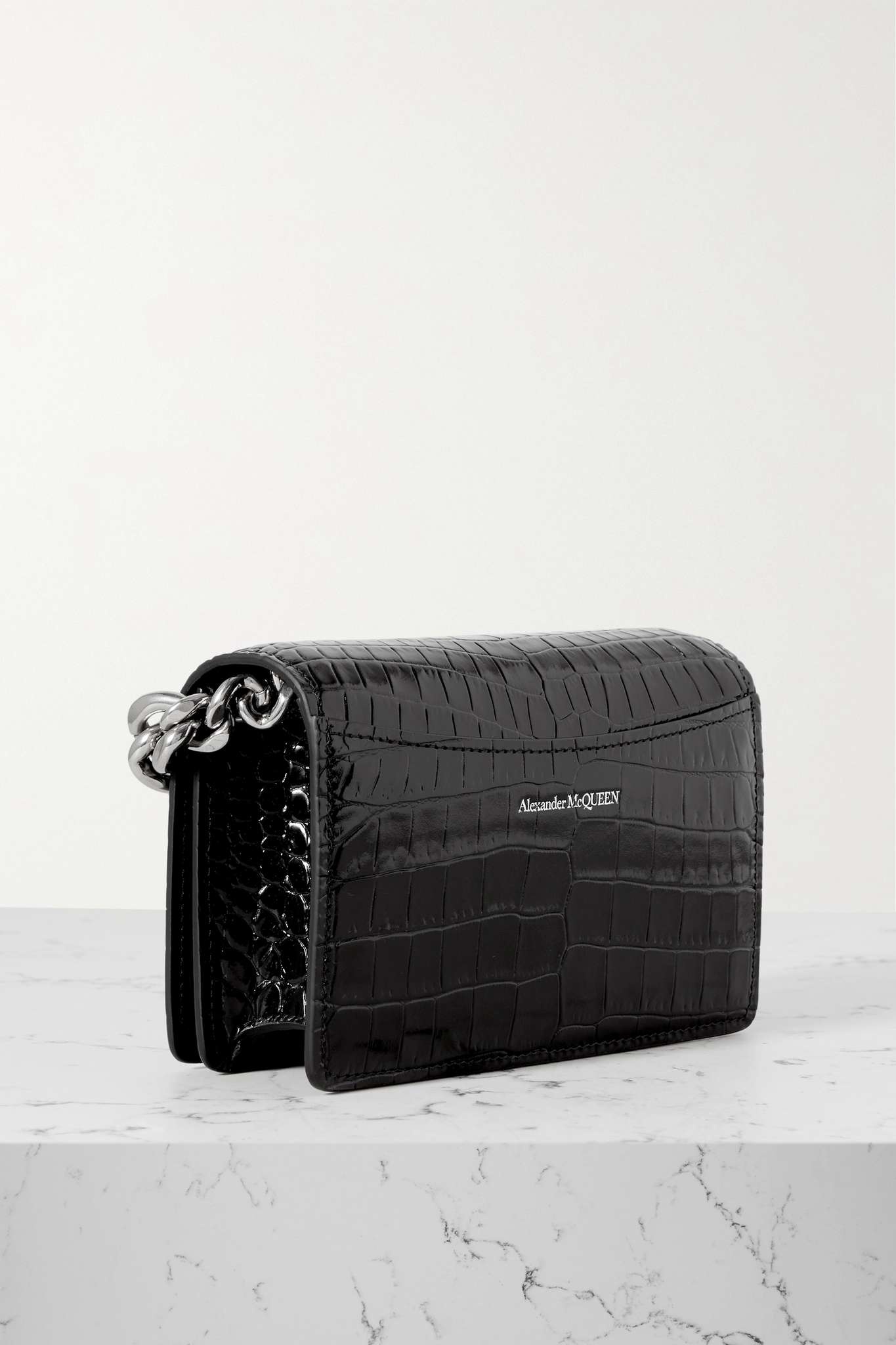 The Four Ring mini embellished croc-effect leather clutch - 3