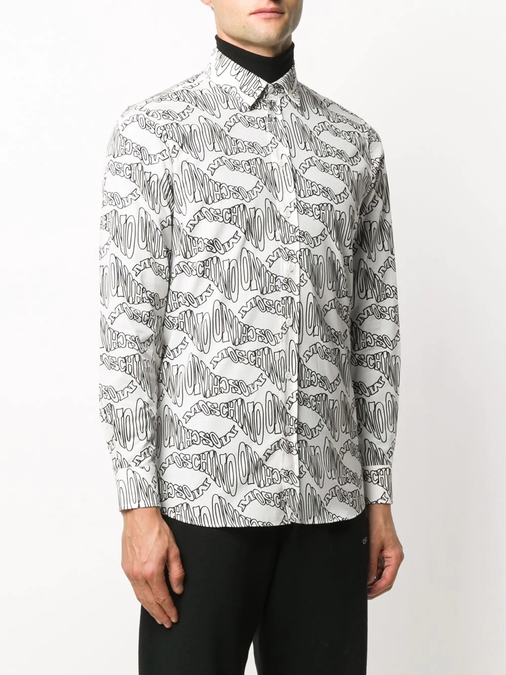 warped logo print shirt - 3