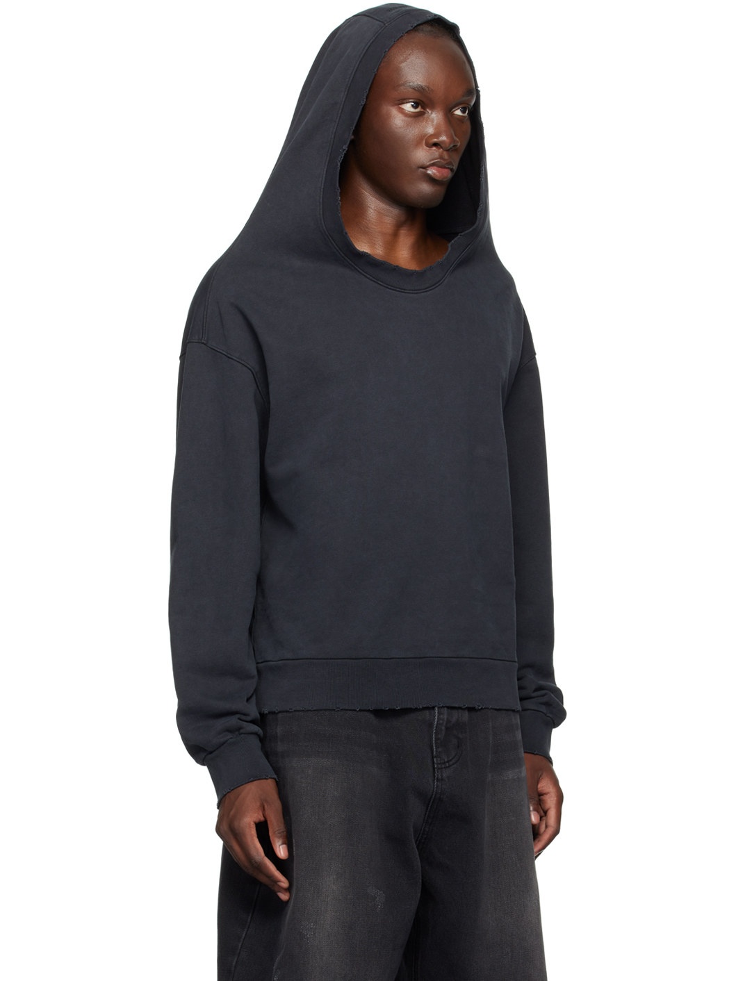 Black Wide Neck Hoodie - 2