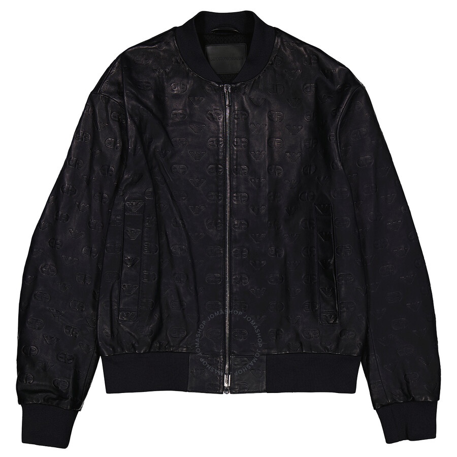 Emporio Armani Men's Black Logo-Embossed Blouson Bomber Jacket - 4