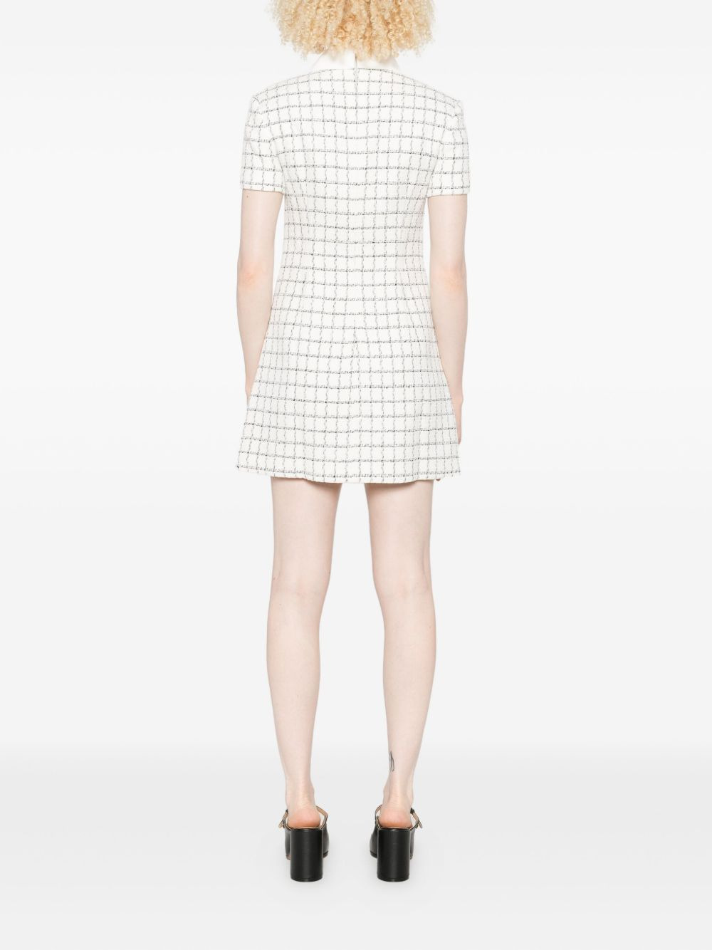 checked button-detailed mini dress - 4