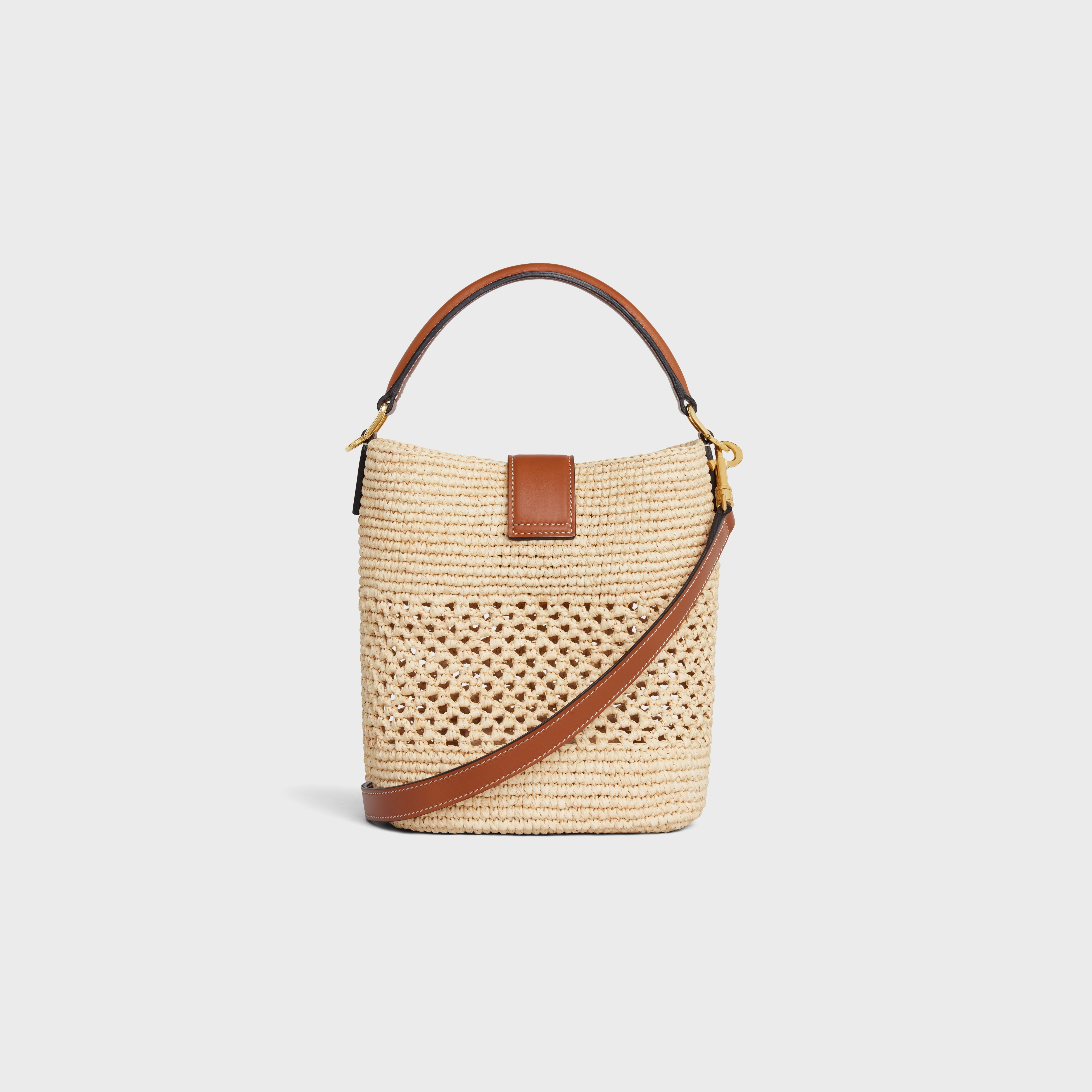 SMALL LOUISE BUCKET IN RAFFIA AND CALFSKIN - 3