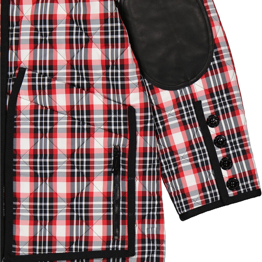 Burberry Bright Red Check Diamond Quilted Tartan Oversized Barn Jacket - 7