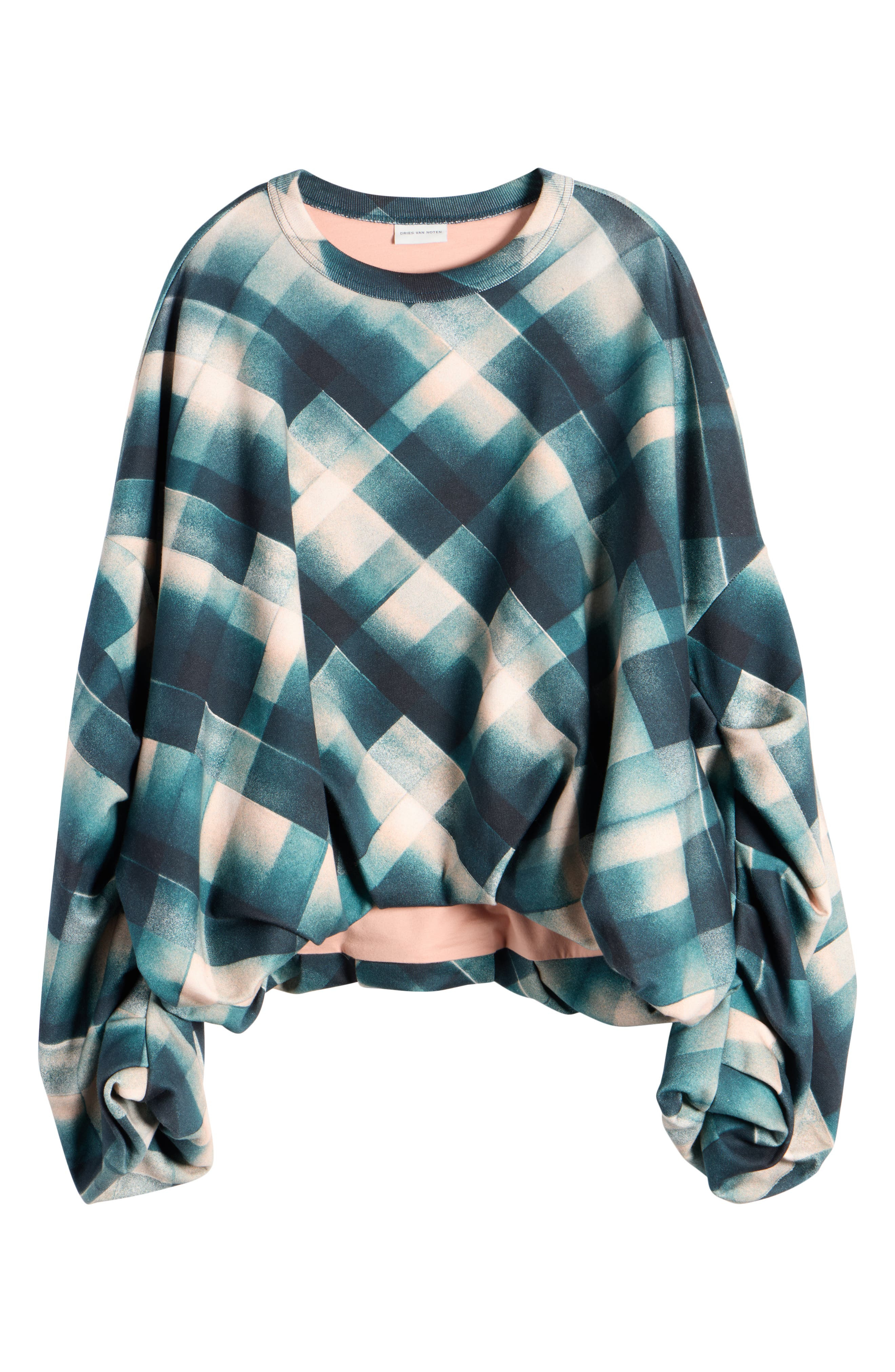 Dries Van Noten Hannett Spray Check Oversize Sweatshirt in Bottle at Nordstrom - 6