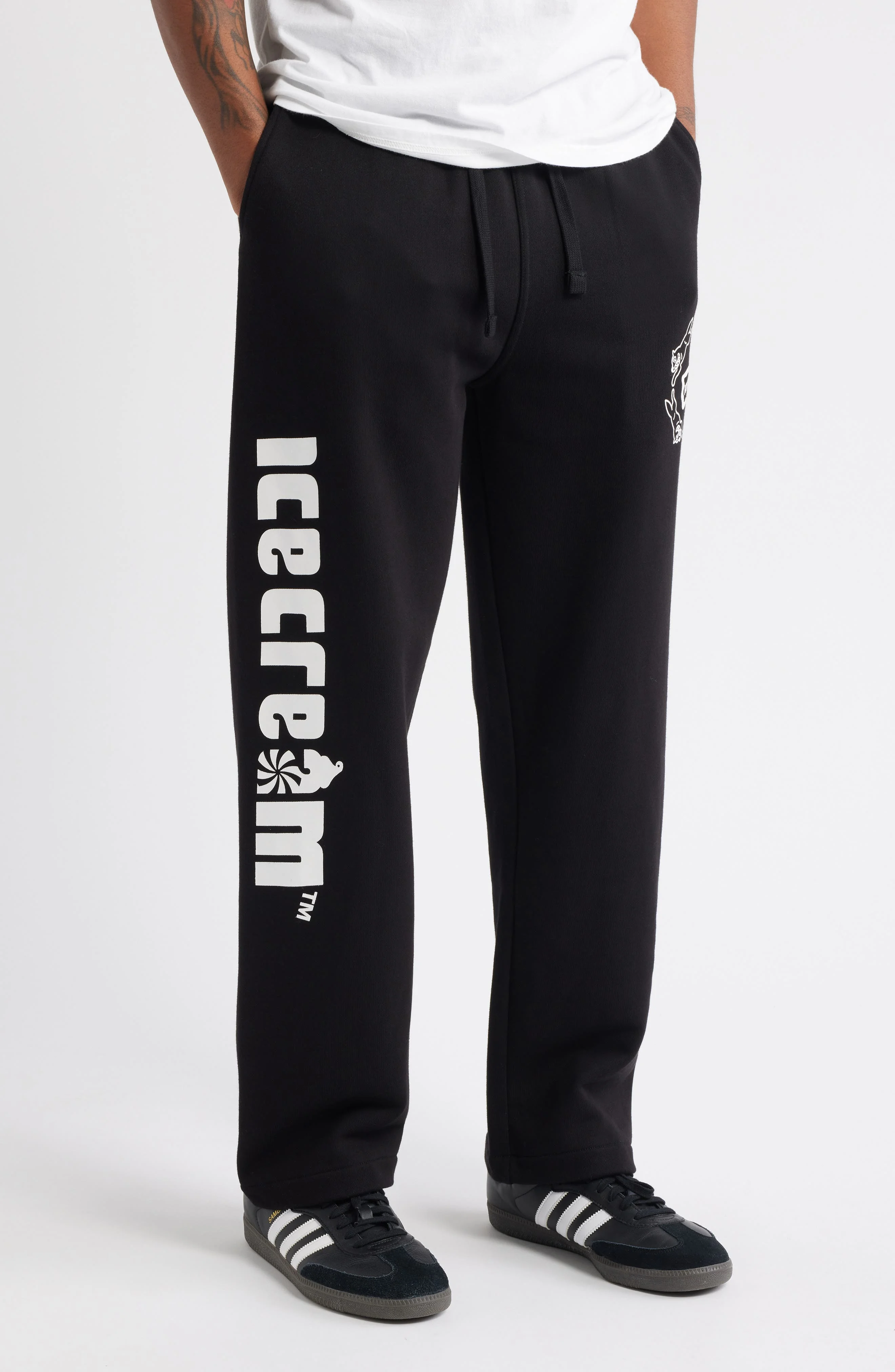 ICECREAM Vertical Logo Cotton French Terry Graphic Sweatpants in Black at Nordstrom - 1