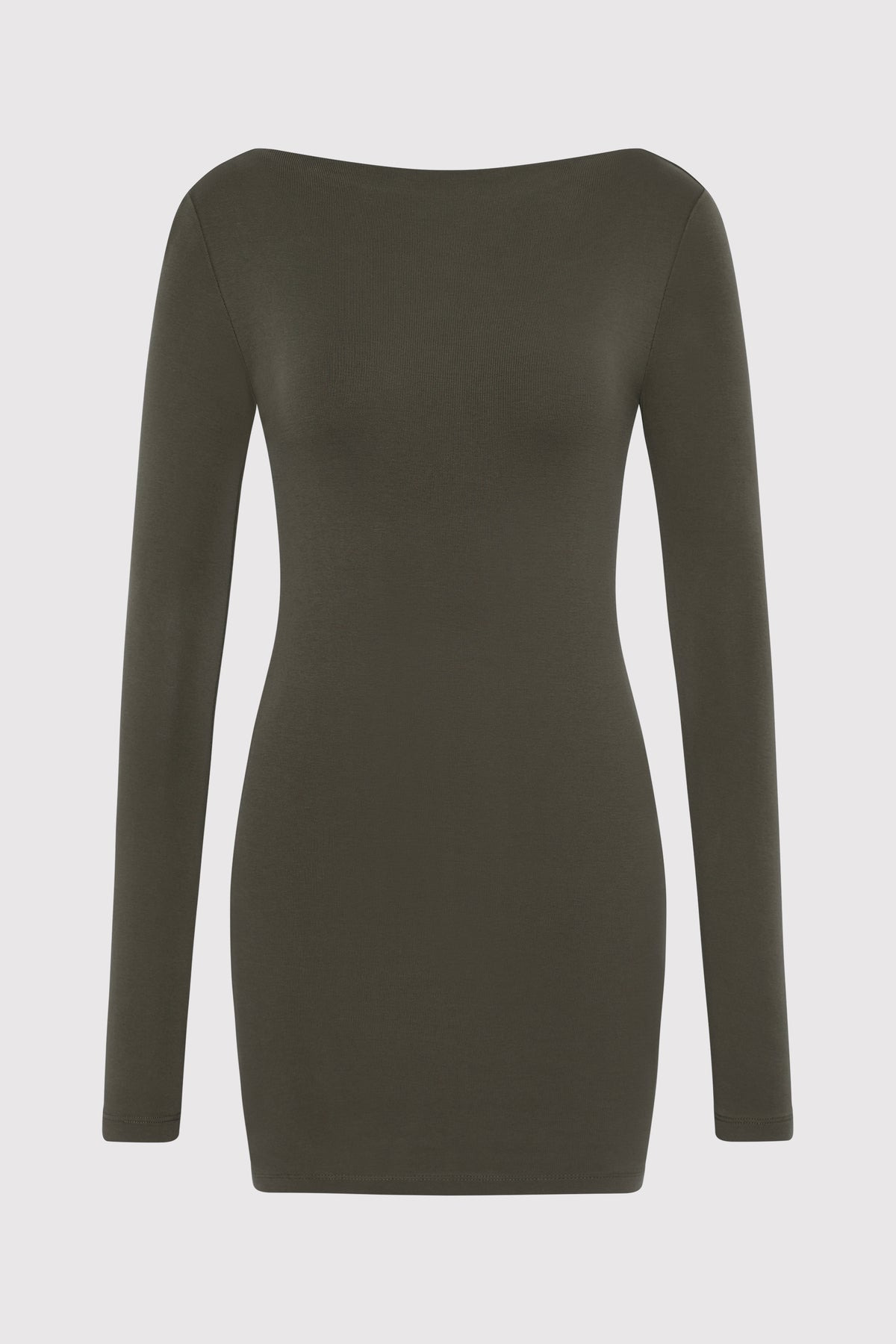 Organic Cotton Bateau Dress - Khaki - 1