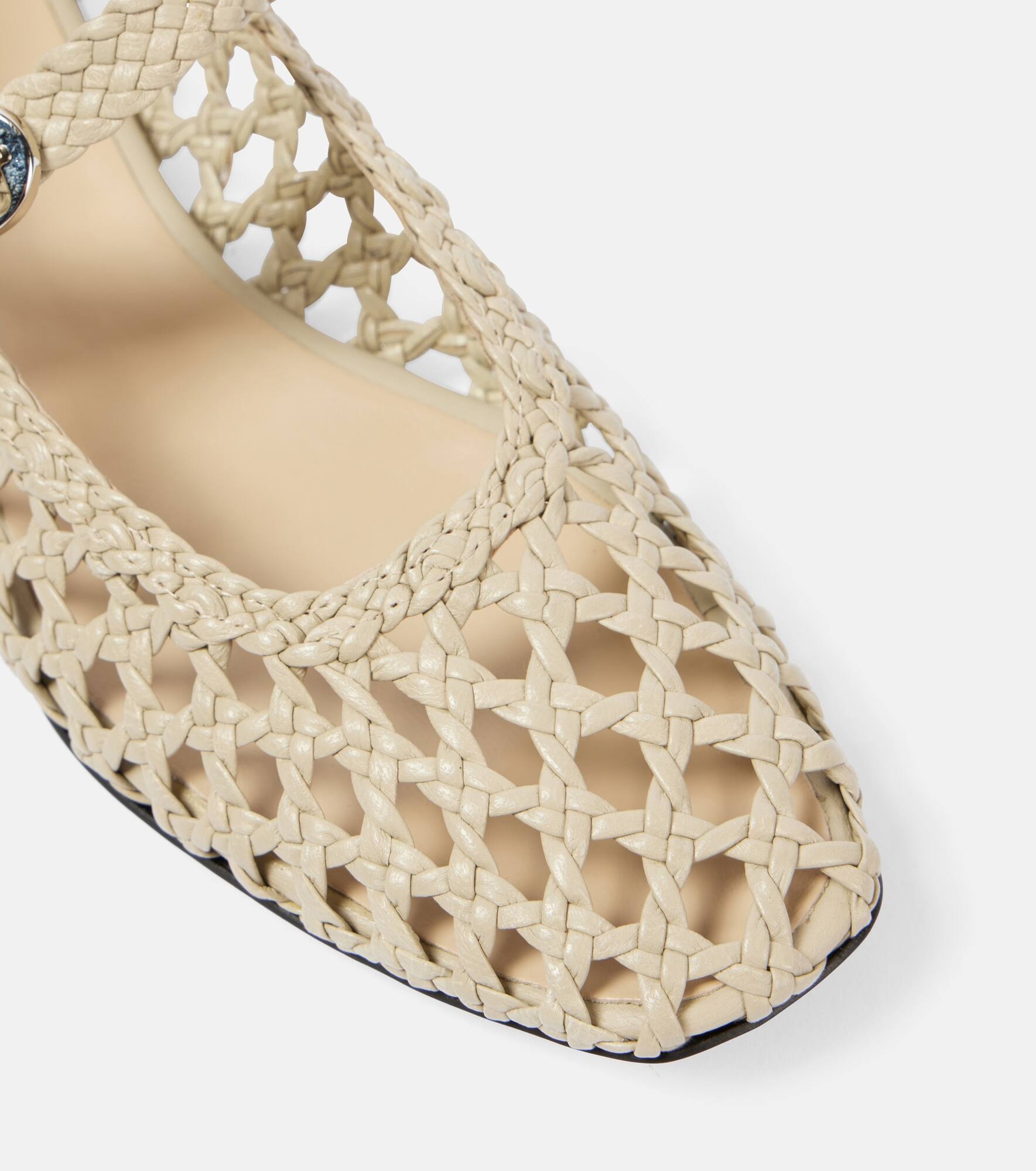 Woven leather ballet flats - 5