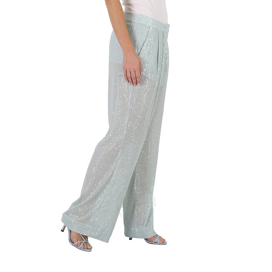 Rotate Ladies Wan Blue Transparent Sequins Trousers - 5