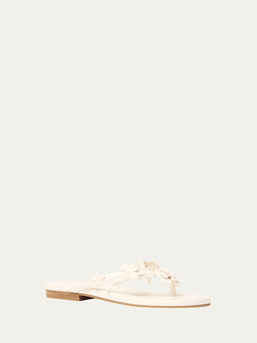 Willow Floral Applique Leather Sandals - 1