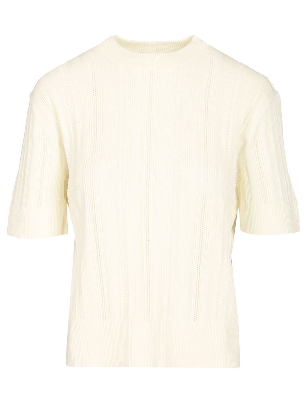 Braid Knit T-Shirt White - 1