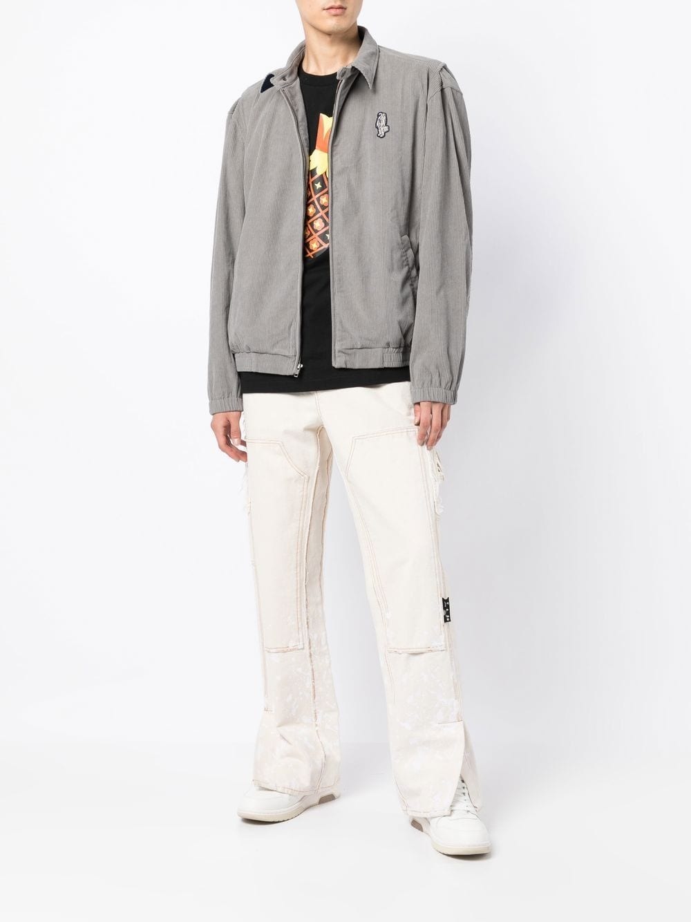 logo-print zip-up shirt jacket - 2