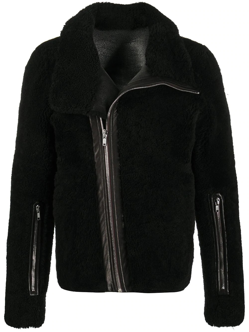 shearling biker jacket - 1