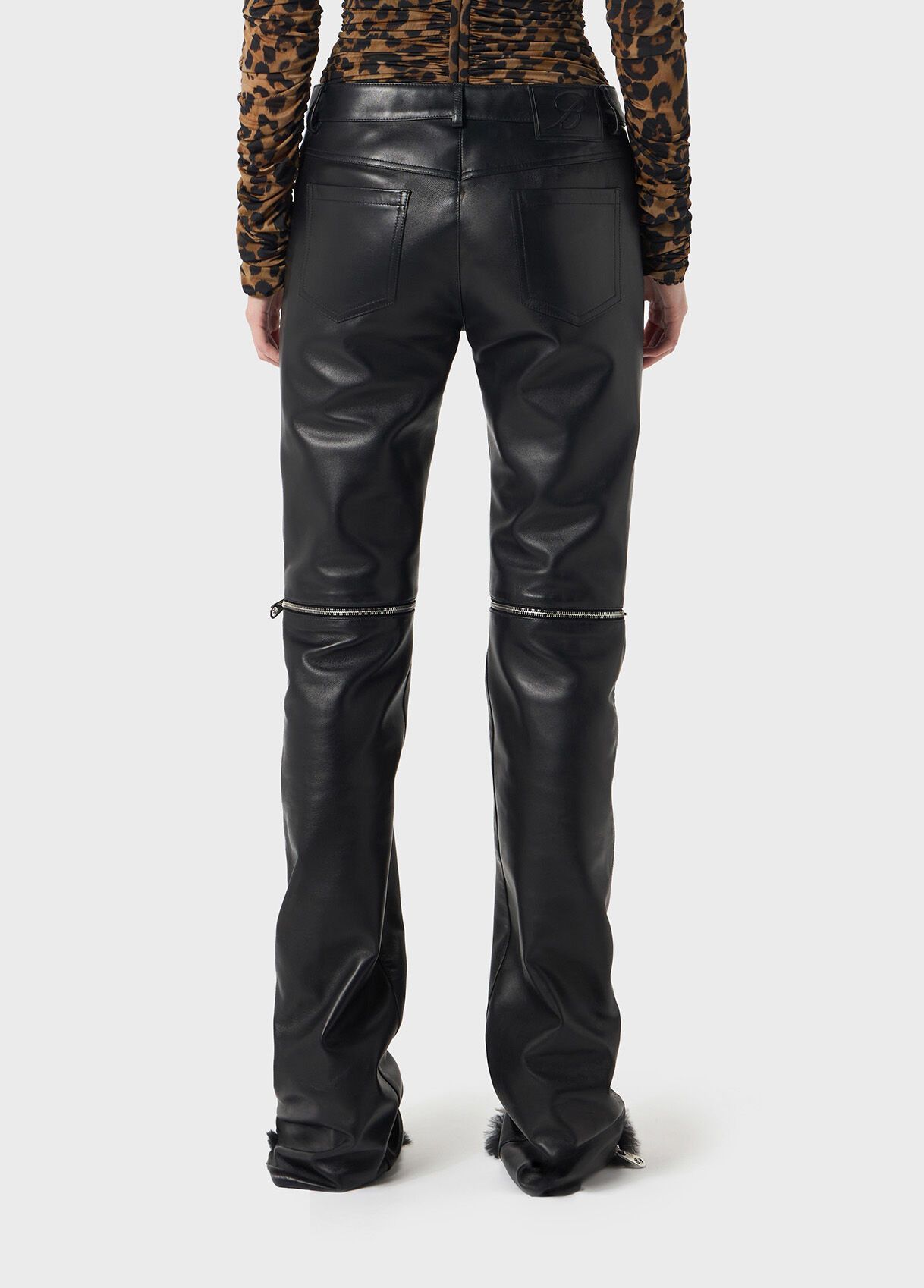 PLONGÉ LEATHER PANTS WITH ZIPPER AND LACE - 3