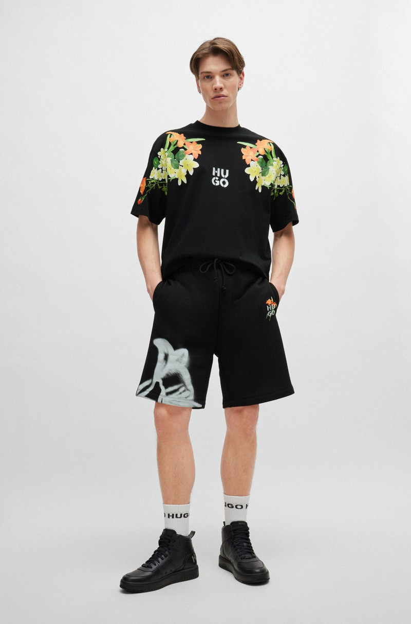 HUGO RELAXED-FIT SHORTS WITH FLORAL ARTWORK outlook