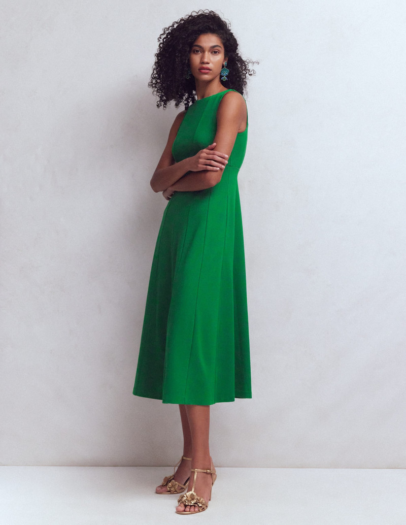 Sleeveless Ponte Midi Dress-Fresh Green 5
