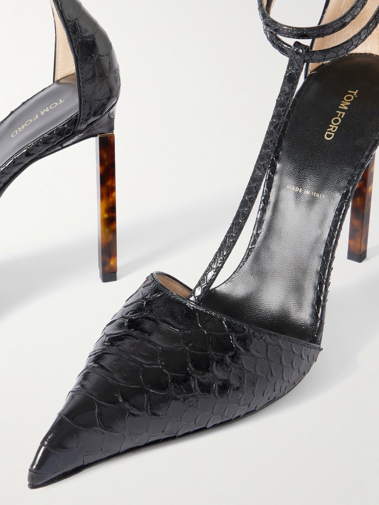 Snake-effect Leather Pumps - 4