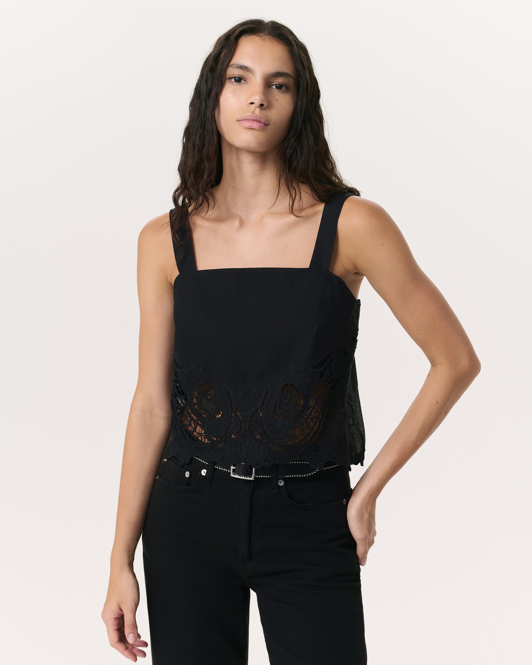Clem Lace-Trim Poplin Tank Top - 2