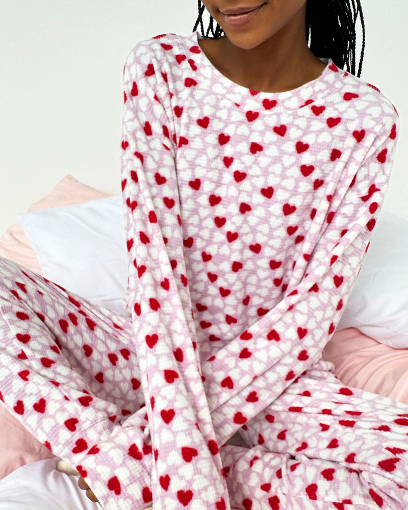 Splendid Candy Heart Marna Waffle PJ Set outlook