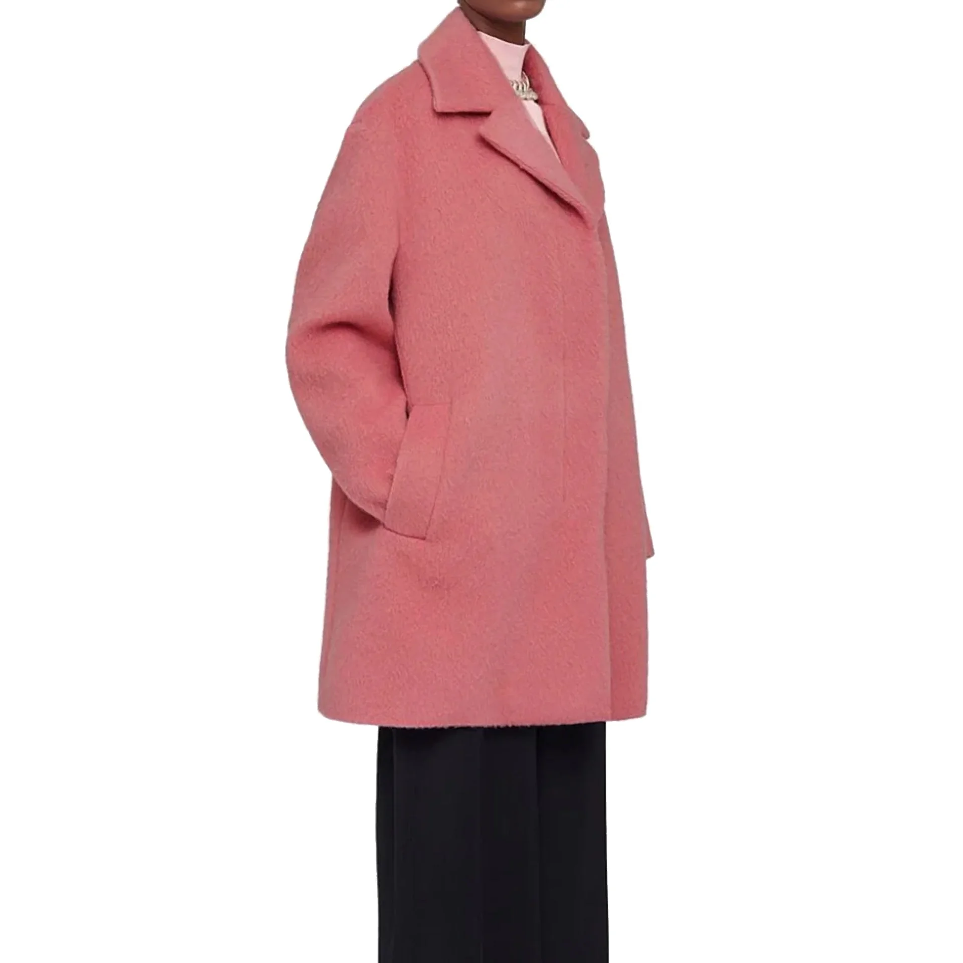 Jil Sander Wool Kaban Coat Pink Mohair - 1