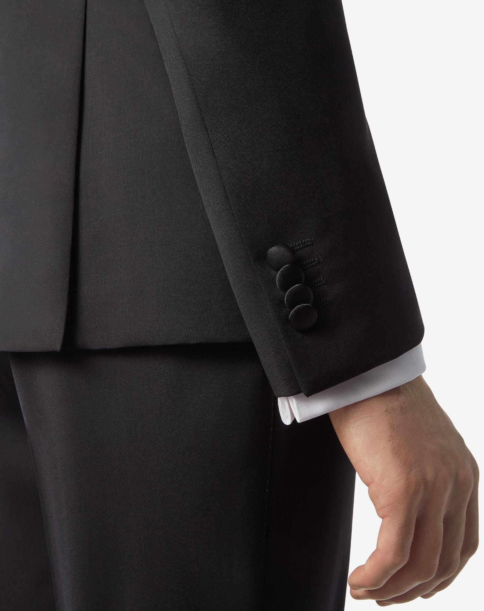 Black 130's wool twill tuxedo - 6