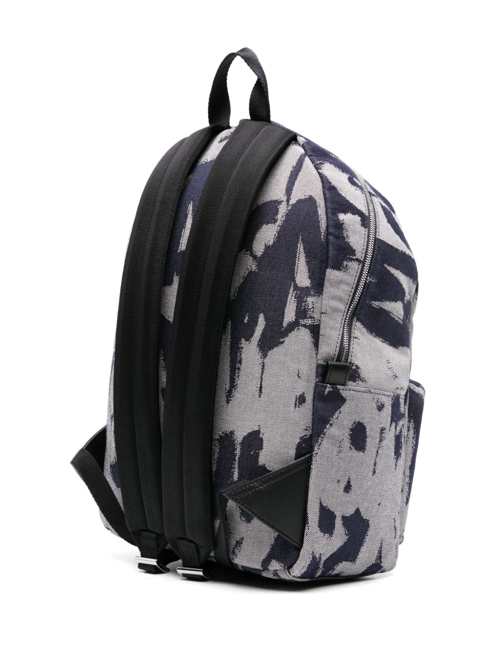 logo-print denim backpack - 3