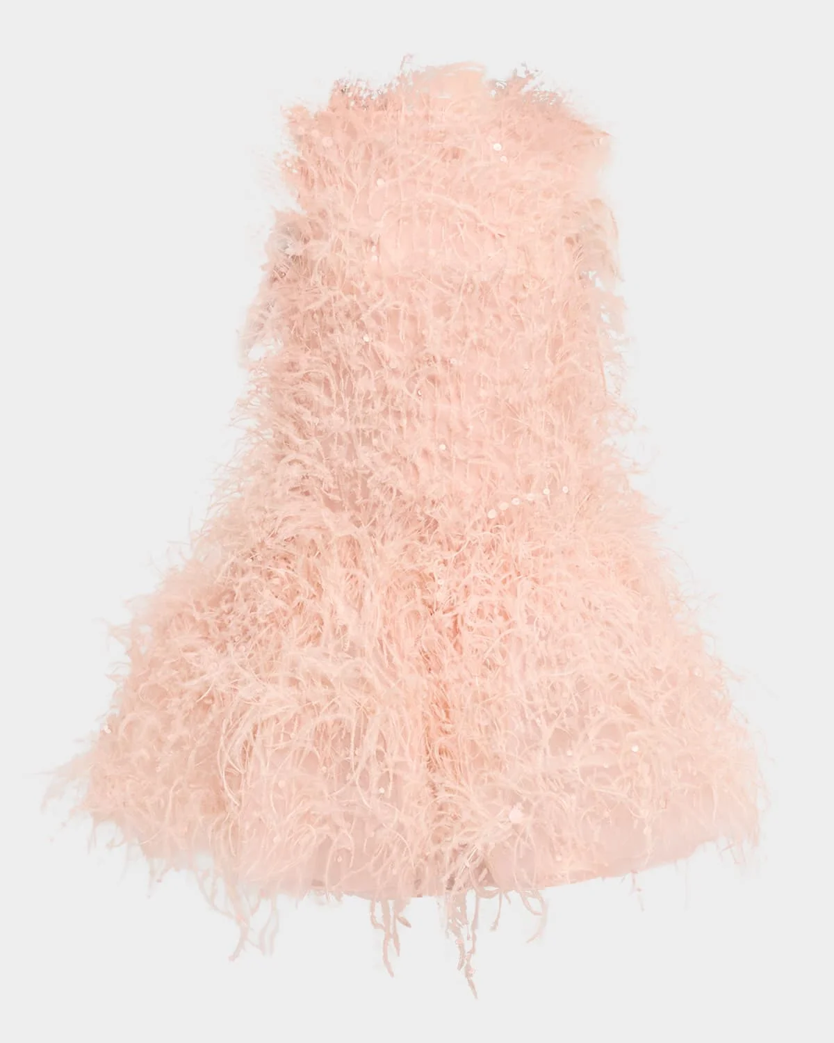 Feather Sequined Sleeveless Bubble Mini Dress - 1