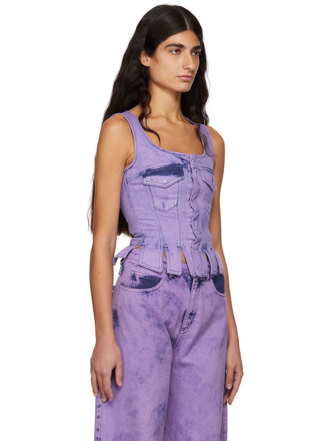 SSENSE Exclusive Purple Denim Corset Tank Top - 2
