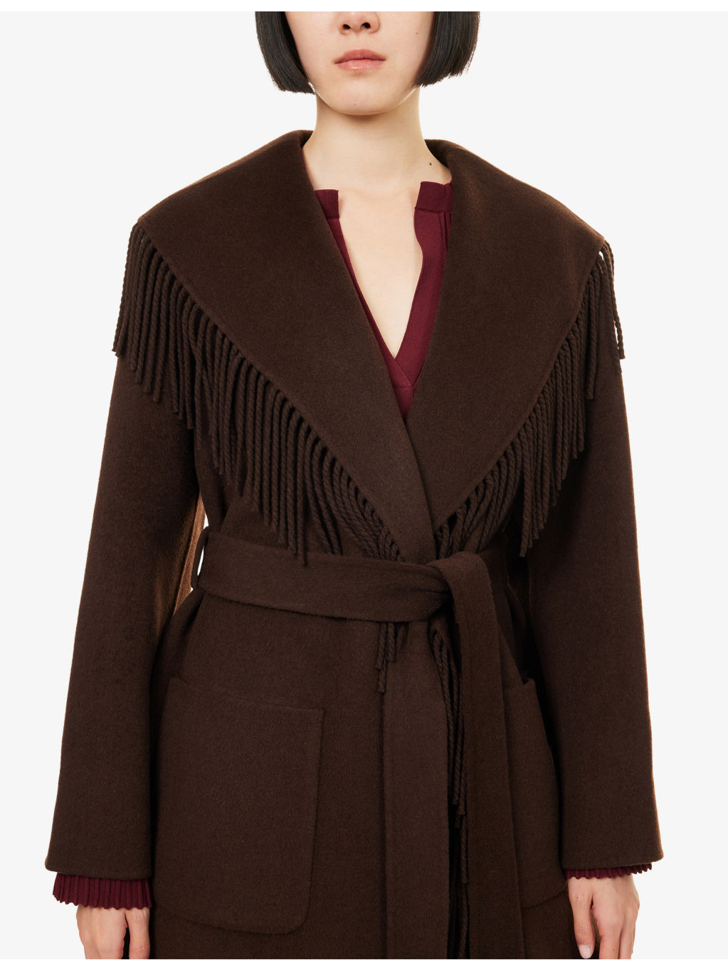 Carrie Fringed Wool-Blend Coat - 5
