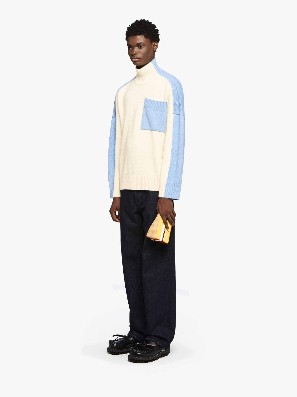 DUAL TONE - PATCH POCKET TURTLENECK SWEATER - 4