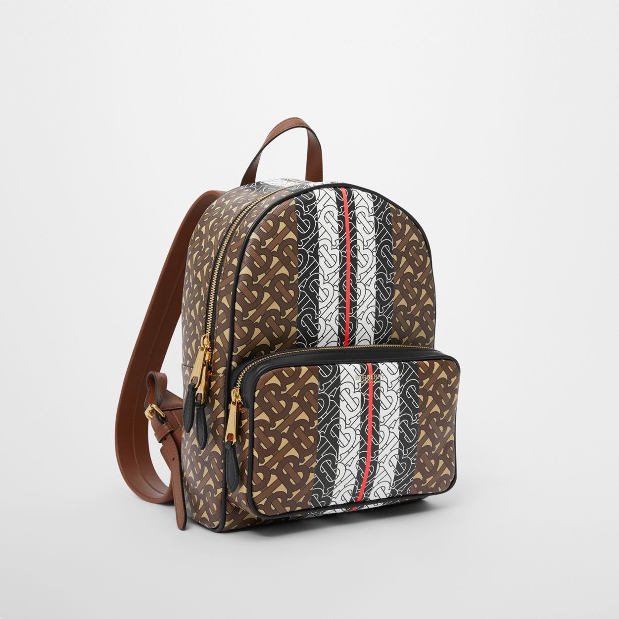 Monogram Stripe Print E-canvas Backpack - 9