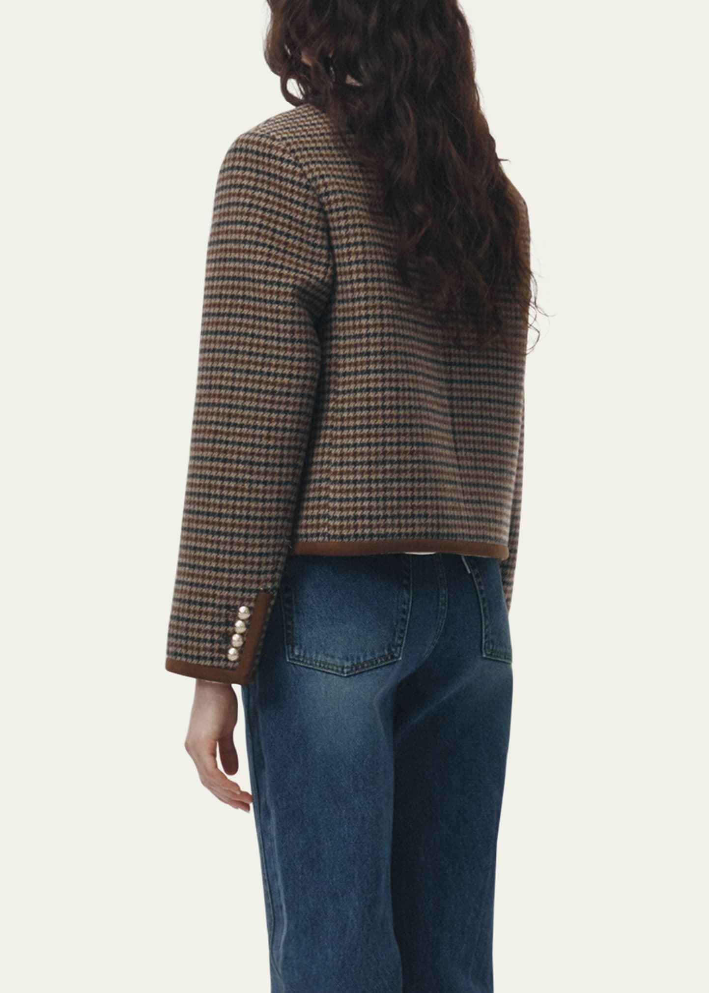 Tailored Houndstooth Tweed Jacket - 3