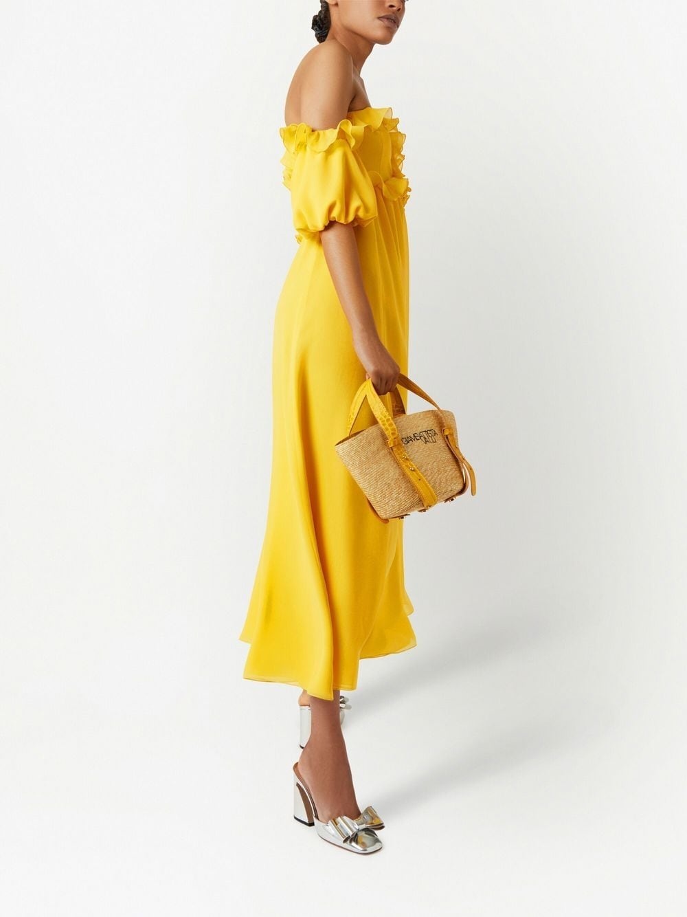 ruffle-detail off-shoulder dress - 3