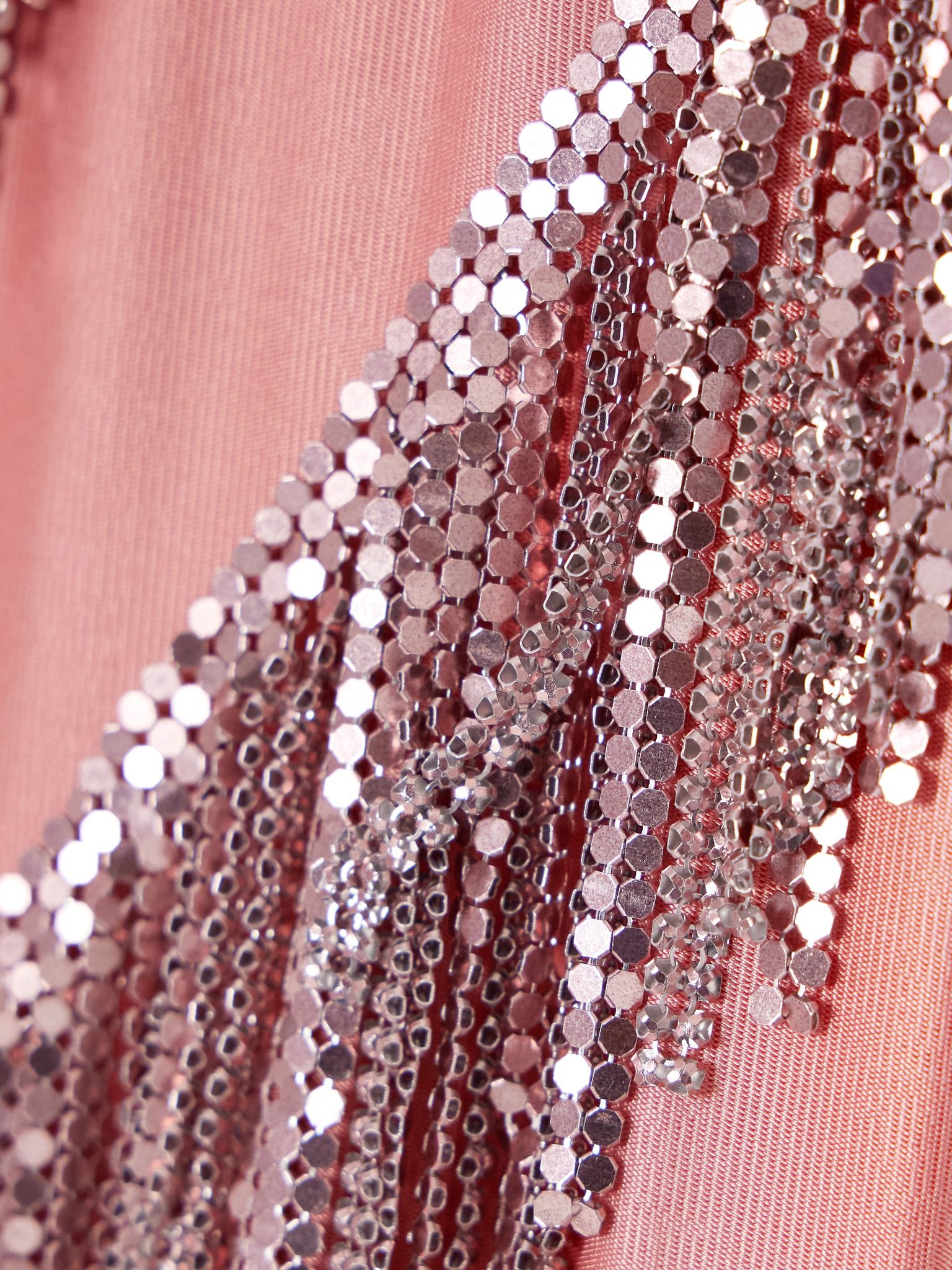 Fringed chainmail-embellished satin-jersey maxi dress Pink - 4