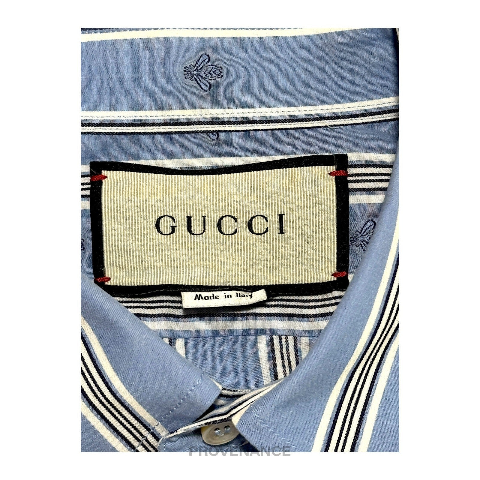 Gucci Fil Coupe Shirt - Blue Bee Stripe 38 15 - 6